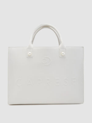 Caprese Pink Cloud Large White Tote Bag