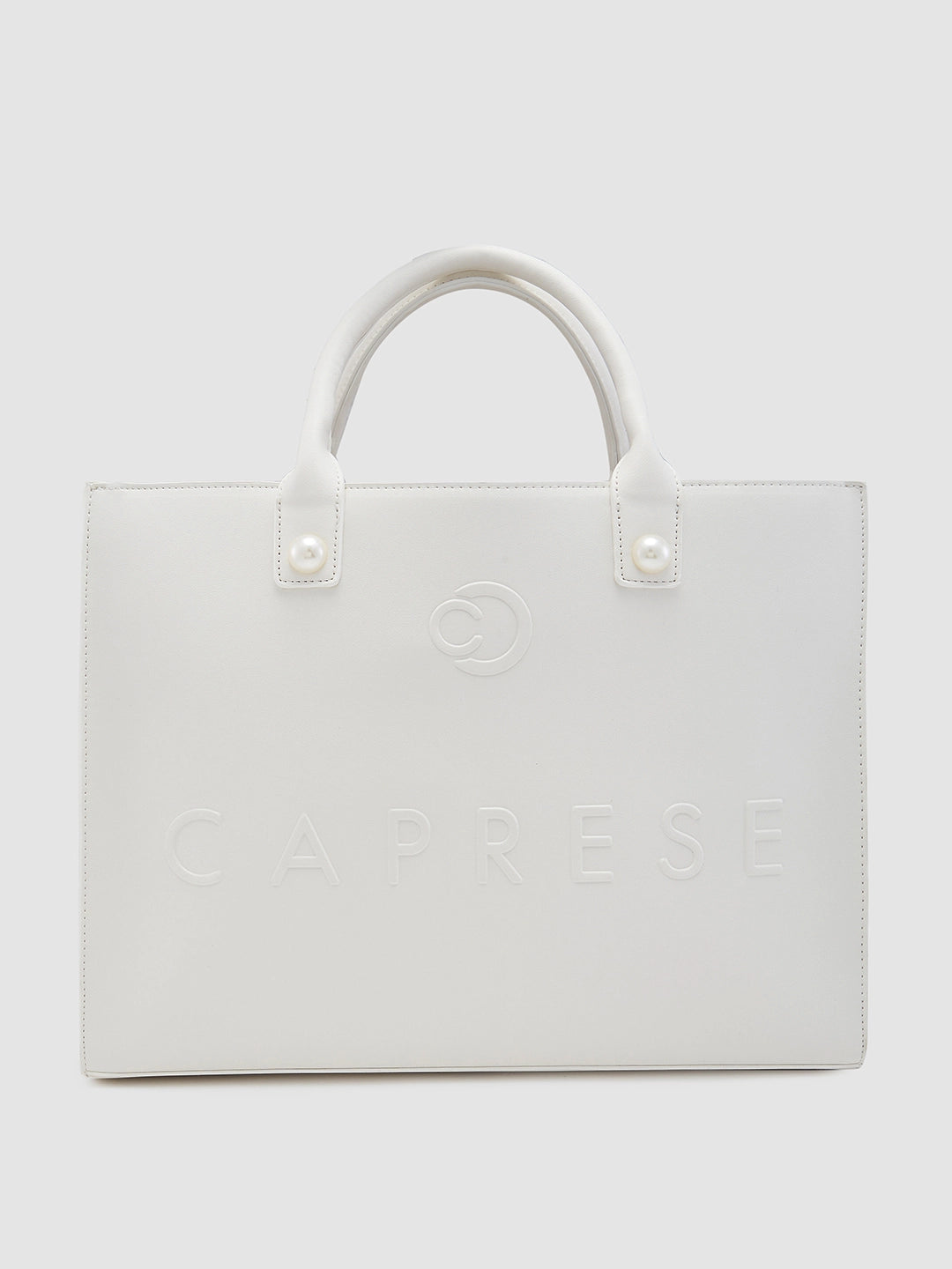 Caprese Pink Cloud Large White Tote Bag