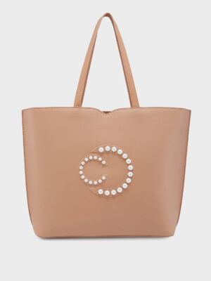 Caprese Pink Cloud Medium Brown Tote Bag
