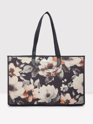 Caprese Poppy Printed Medium Black Tote Bag