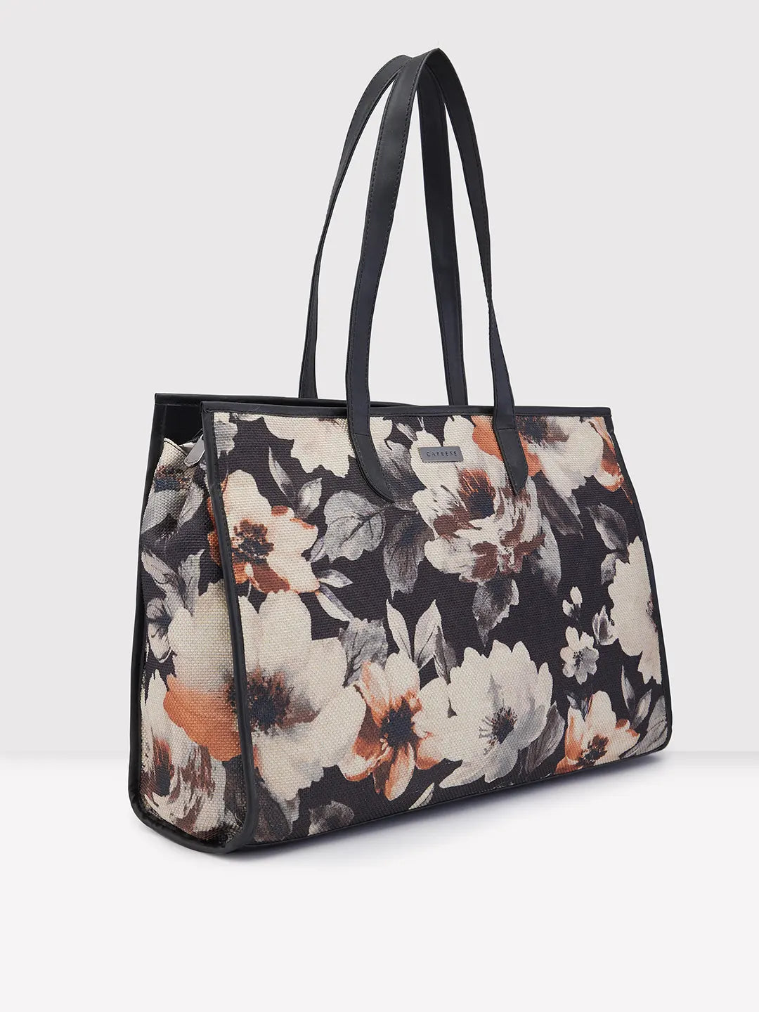 Caprese Poppy Printed Medium Black Tote Bag - Image 4