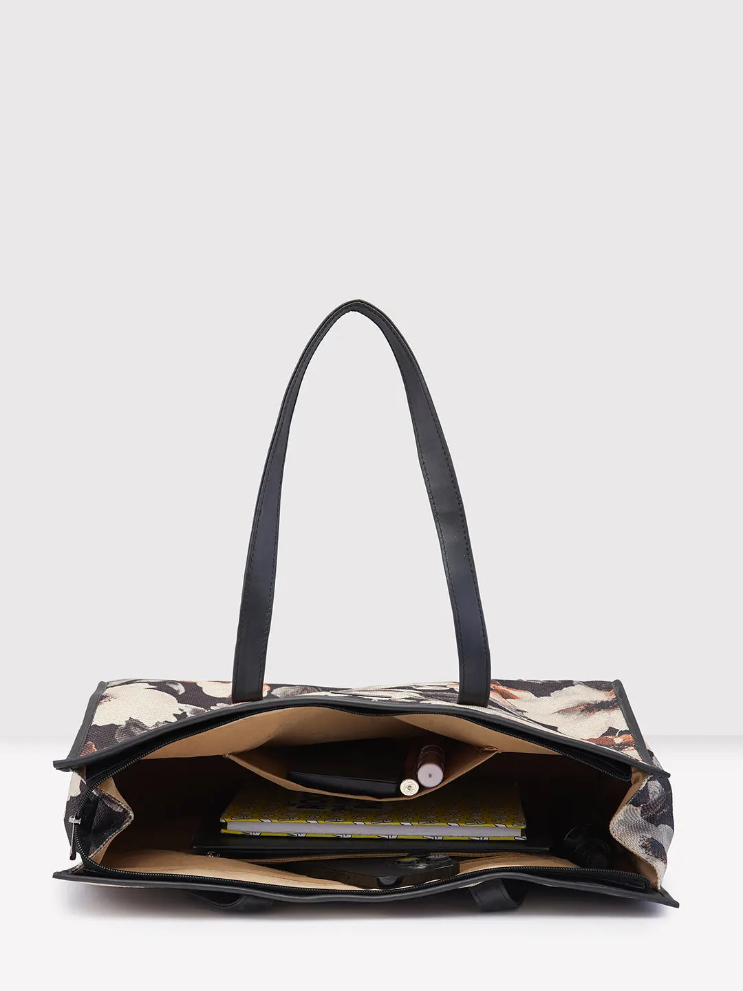 Caprese Poppy Printed Medium Black Tote Bag - Image 7