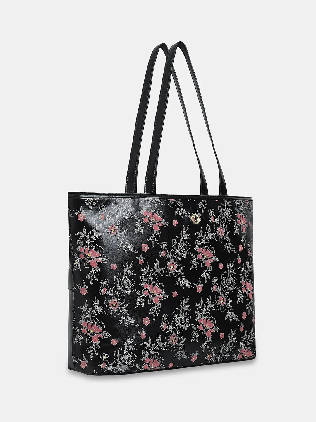 Caprese Snow Printed Large Black Laptop Tote Bag - Image 4