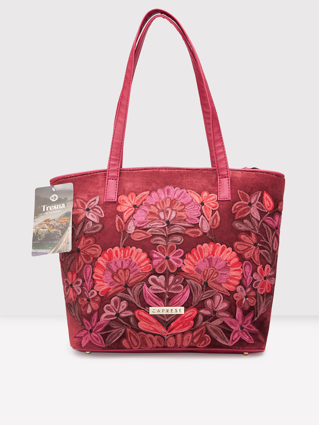 Caprese Tresna Medium Maroon Tote Bag - Image 3