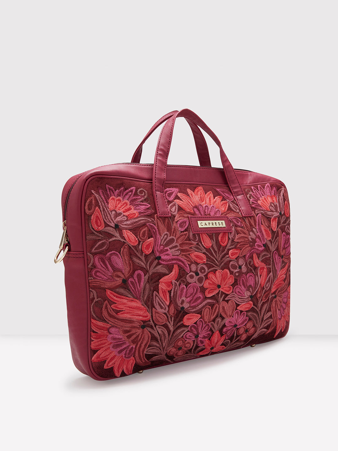 Caprese Tresna Large Maroon Laptop Tote Bag - Image 5