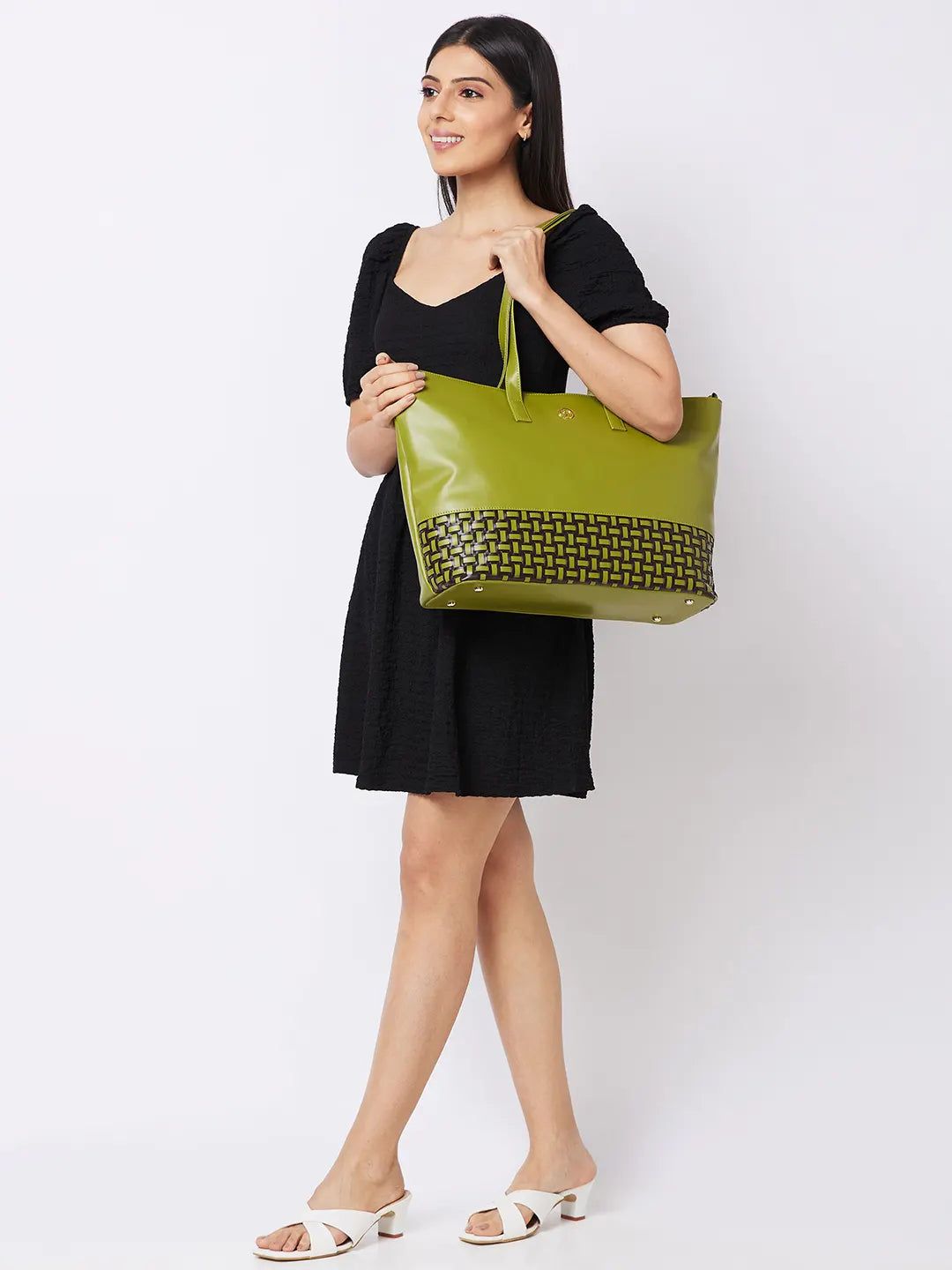 Caprese Zeta Large Olive Laptop Tote - Image 4