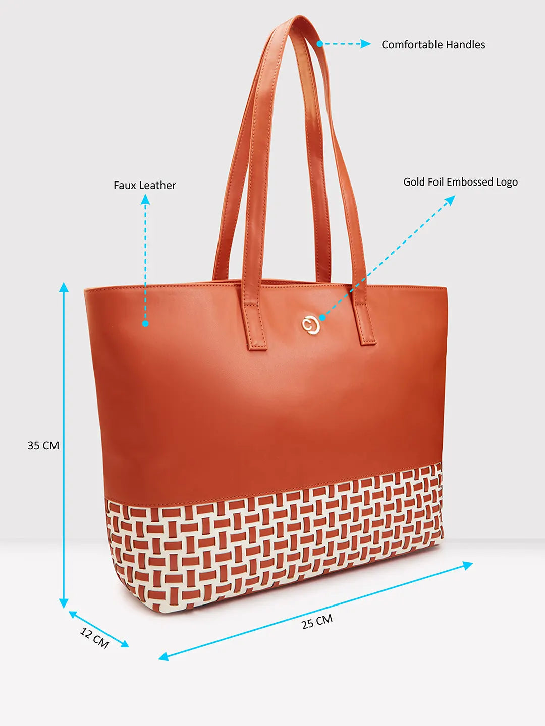 Caprese Zeta Large Tan Laptop Tote Bag - Image 6