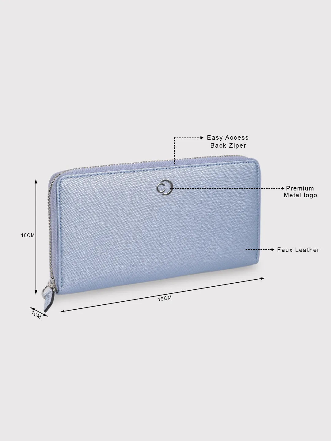 Caprese Mia Large Pearl Blue Zip Around Wallet - Image 10