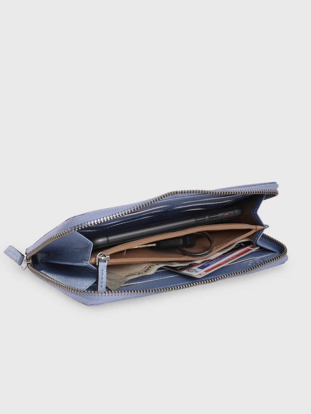 Caprese Mia Large Pearl Blue Zip Around Wallet - Image 8