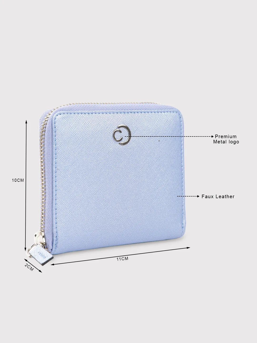 Caprese Mia Small Pearl Blue Zip Around Wallet - Image 9