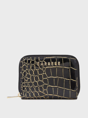 Caprese Miranda Small Croco Black Zip Around Wallet