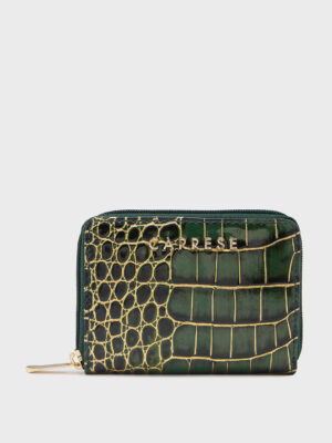 Caprese Miranda Small Croco Green Zip Around Wallet