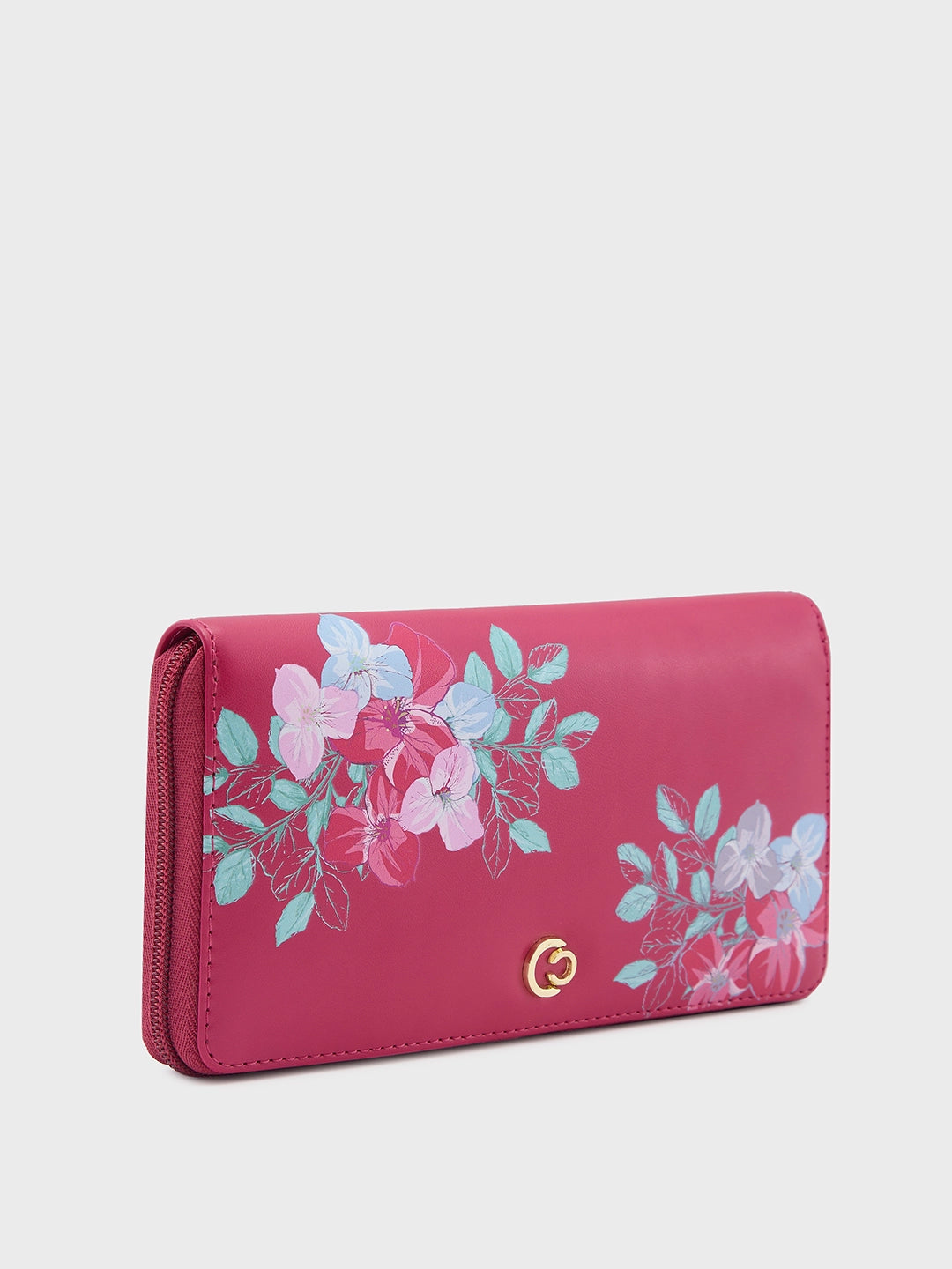 Caprese Shanaya Large Burgundy Printed Zip Around Wallet - Image 4
