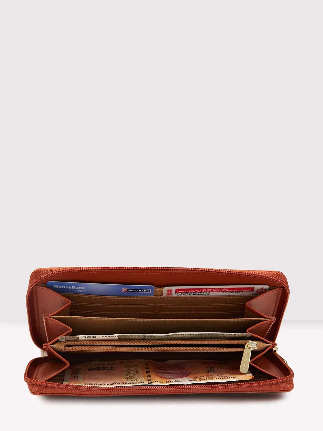 Caprese Zeta Quilted Large Tan Zip Around Wallet - Image 9